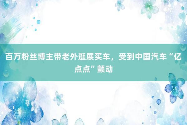 百万粉丝博主带老外逛展买车，受到中国汽车“亿点点”颤动