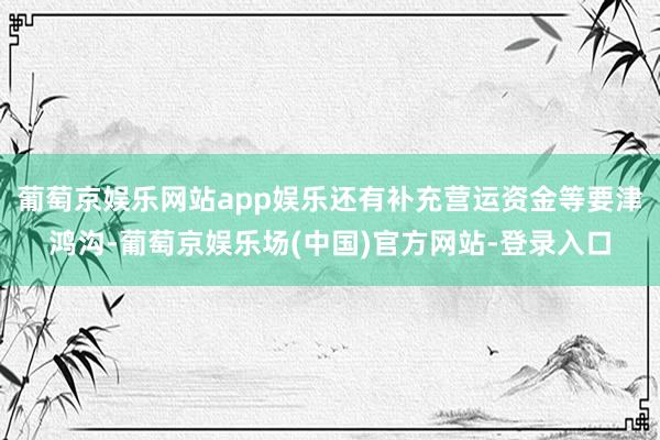 葡萄京娱乐网站app娱乐还有补充营运资金等要津鸿沟-葡萄京娱乐场(中国)官方网站-登录入口